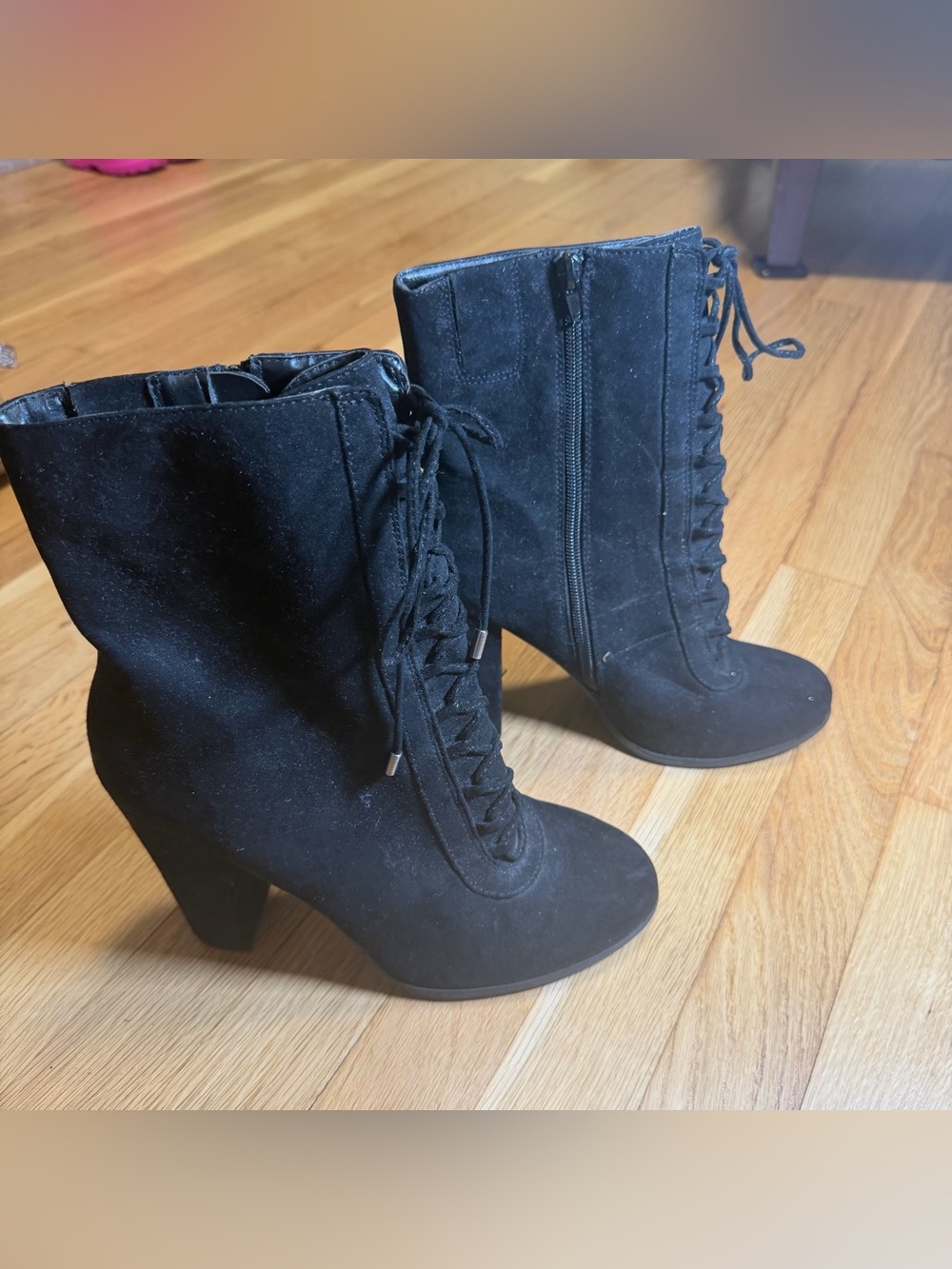 Carlos by Carlos Santana Black Suede Lace-Up Ankle Boots Size 10